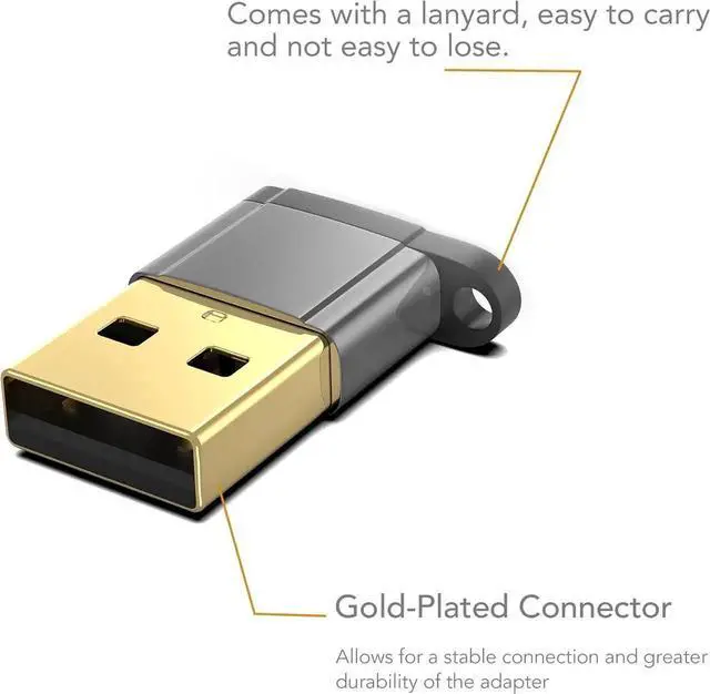 Alt view image 5 of 5 - USB-A to USB-C Adapter 3-Pack Gold-Plated USB Type C to USB A Converter Compatible with Apple iPhone 15 Pro/Max iPad CarPlay USB C to A Adaptor for Car