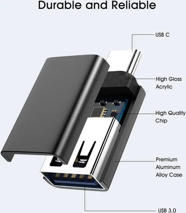 Alt view image 5 of 7 - USB C to USB Adapter 3 Pack [Side-by-Side Use]USB Type C Male to USB 3.0 Female OTG Converter Thunderbolt 4/3 to USB Adapter for iPhone 15 Pro Max Plus MacBook Pro Air Galaxy iPad Black