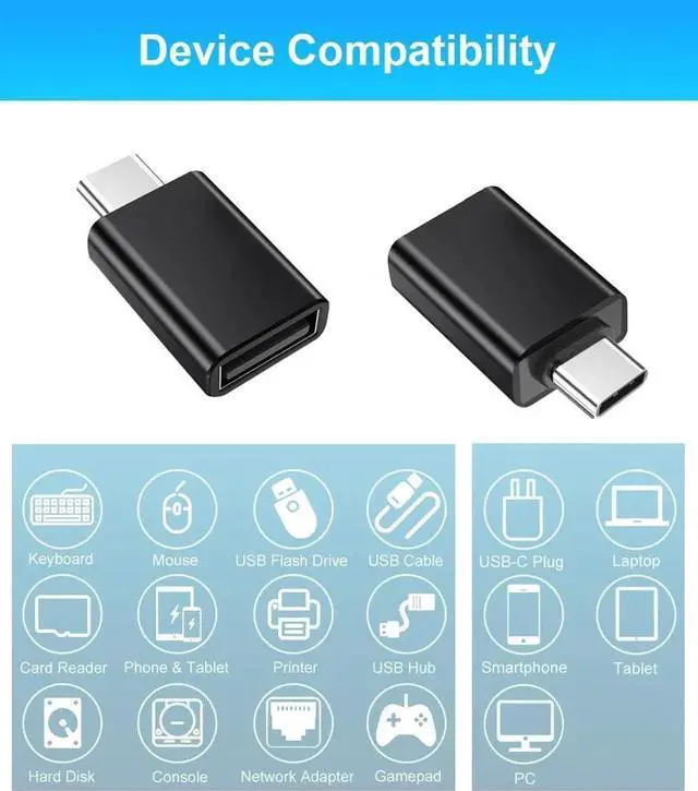 Alt view image 2 of 7 - USB C Male to USB Female Adapter 4 Pack USB Flash Thumb Drive to USBC Adapter Type C Thunderbolt 3 OTG Converter for iPad MacBook Pro Air Apple iPhone 16 15 Notebook Surface