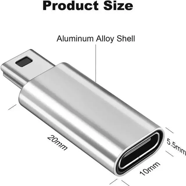 Alt view image 3 of 5 - Mini USB 2.0 to USB C Adapter (4 Pack) USB Type C Female to Mini USB Male Converter Connector for Digital Camera MP3 Players Dash Cam GPS Receiver and More (Black+Silver)