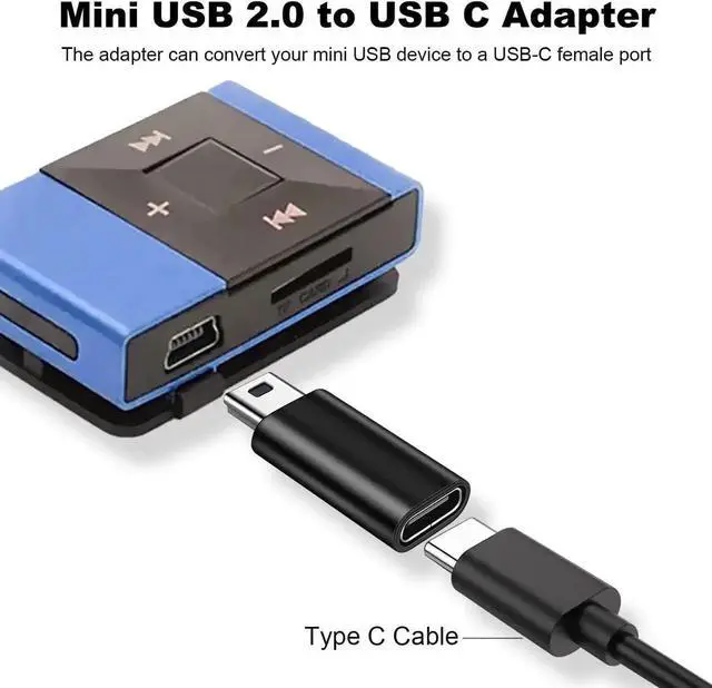 Alt view image 4 of 5 - Mini USB 2.0 to USB C Adapter (4 Pack) USB Type C Female to Mini USB Male Converter Connector for Digital Camera MP3 Players Dash Cam GPS Receiver and More (Black+Silver)