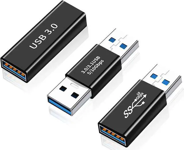 Main image of 3 Pack USB 3.0 Adapter USB-A Male to Female Male to Male and Female to Female Extension Coupler Converter Extender Connector