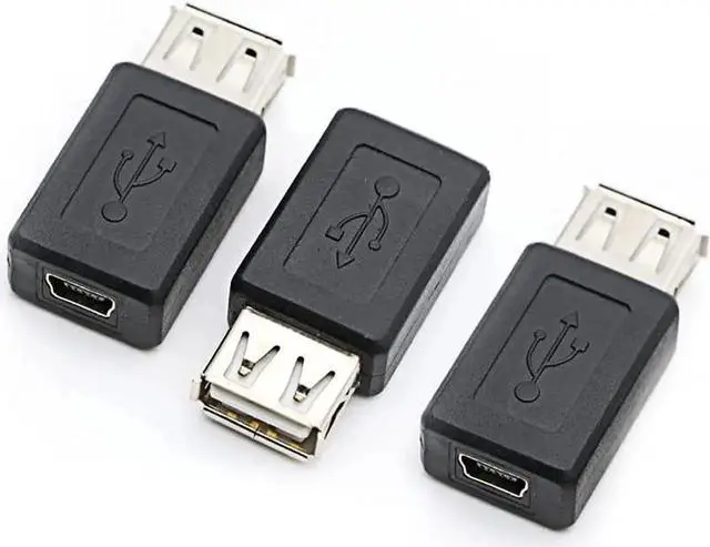 Main image of 3 Pack USB 2.0 A Female to USB B Mini 5 Pin Female Adapter Converter