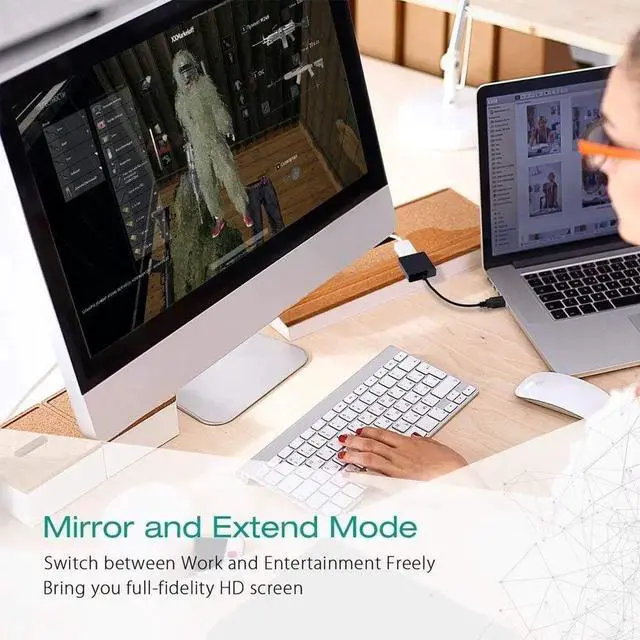 Alt view image 3 of 6 - USB to VGA Adapter for Monitor VGA to USB 3.0/2.0 Converter 1080P Multi-Display Video Cable for Laptop Desktop PC to Monitors Projector TV. (Not Support Chromebook Windows 11 is not supported )