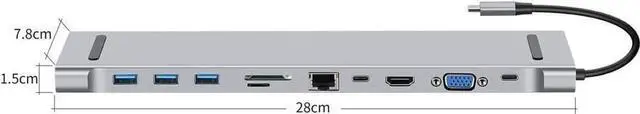 Alt view image 7 of 7 - USB C Docking Station, 11in-1 USB C Hub with HDMI, Mini DP, VGA, Ethernet, 3 USB 3.0, SD/TF, 3.5mm Ports, PD 100WMassive ExpansionExpand your laptop USB-C ports into 4K*2K@30Hz HDMI, 4K*2K@30Hz Mini D