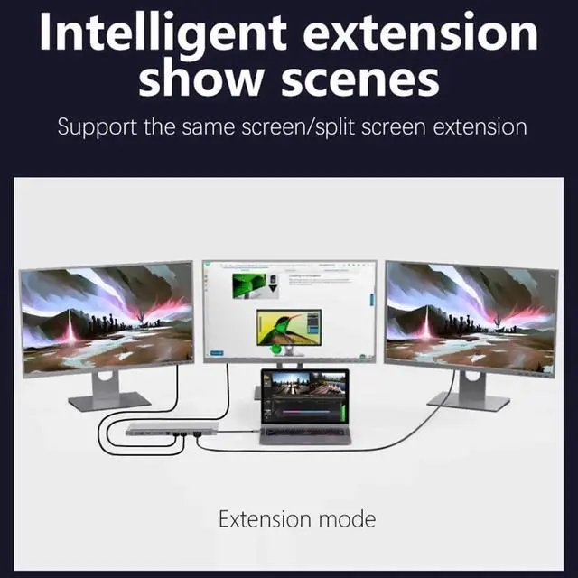 Alt view image 4 of 6 - USB C Hub Docking Station 12 in 1 - Dual 4K HDMI/VGA,3 USB Ports, 3.5mm Audio, PD 100W, SD/TF, Ethernet - Laptop Docking Station for MacBook/Dell XPS/More Type-C Devices