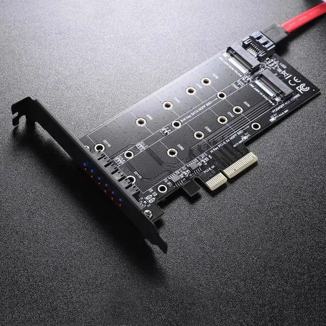 Alt view image 5 of 5 - 4X to NGFF SSD Solid State Disk Adapter Card B-key+M-key M.2 NGFF+NVME Dual Interface PCIE Adapter Card with Back plate