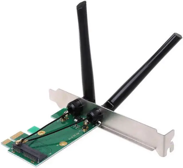 Alt view image 4 of 5 - High Quality Wireless Network Card WiFi Mini PCI-E Express to PCI-E Adapter 2 Antenna External PC