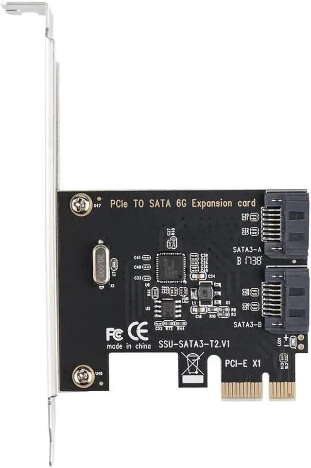 Alt view image 5 of 5 - Superspeed PCI-E 2.0 X1 To 2 Ports SATA III 6GB/s Internal Converter PCI Express Controller Adapter Card For SATA HDD SSD