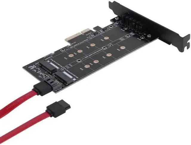 Alt view image 2 of 5 - NVMe SSD NGFF TO PCIE3.0 X4 4X adapter M Key B KEY Dual interface card M2 riser card Adapter 12V+3.3V voltage