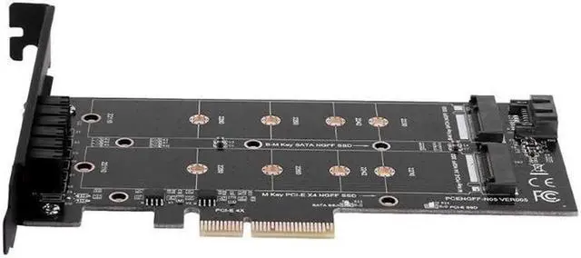 Alt view image 5 of 5 - NVMe SSD NGFF TO PCIE3.0 X4 4X adapter M Key B KEY Dual interface card M2 riser card Adapter 12V+3.3V voltage