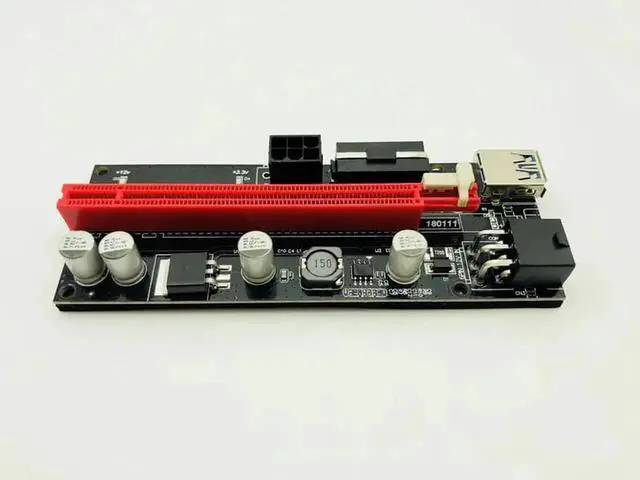 Alt view image 5 of 5 - 009S PCIE RISER 6PIN 16X Adapter with 2 LEDs Express Card Sata Power Cable and 60cm USB 3.0 Cable for BTC Miner Antminer Mining