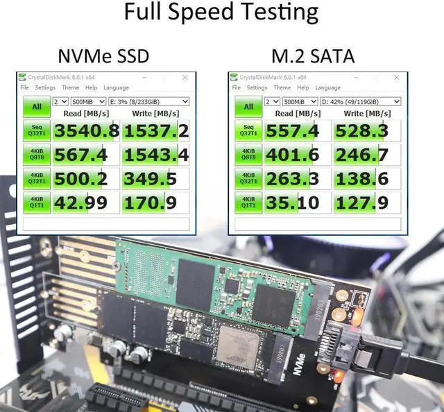 Alt view image 2 of 5 - 2 in 1 M.2 PCIE Adapter for M.2 PCIE SSD (Key-M) and M.2 SATA SSD (Key B/B+M)