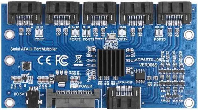 Alt view image 4 of 5 - Card Motherboard Sata Expansion Card 1 To 5 Port Sata3.0 6Gbps Multiplier Sata Port Riser Card Adapter For Comp