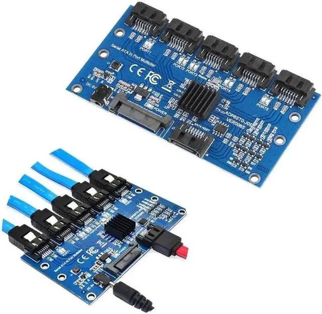 Alt view image 5 of 5 - Card Motherboard Sata Expansion Card 1 To 5 Port Sata3.0 6Gbps Multiplier Sata Port Riser Card Adapter For Comp