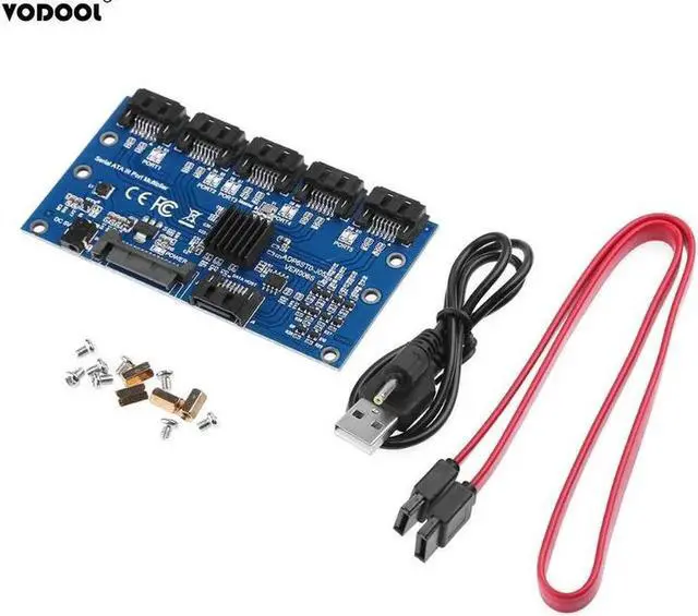 Alt view image 4 of 5 - SATA Expansion Card 1 to 5 Port SATA3.0 Controller Card Motherboard 6Gbps SATA Port Riser Card Adapter for Computer