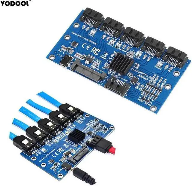 Alt view image 3 of 5 - SATA Expansion Card 1 to 5 Port SATA3.0 Controller Card Motherboard 6Gbps SATA Port Riser Card Adapter for Computer