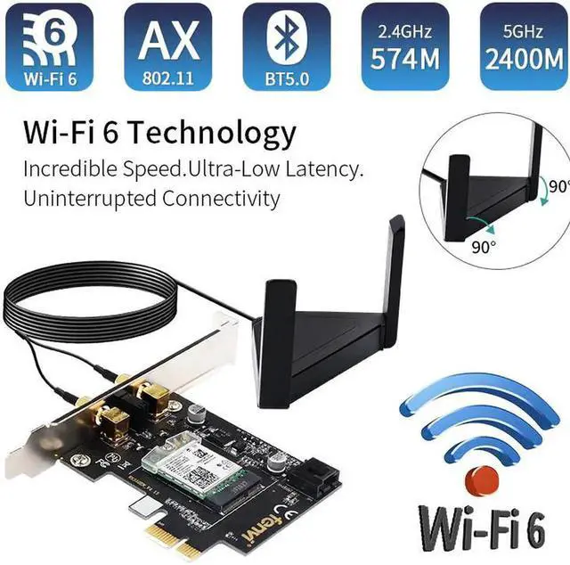 Alt view image 3 of 5 - 6 Gig+ AX200 BT 5.0 WiFi Card AX200NGW 802.11ac ax 2.4Gbps MU-MIMO OFDMA Miracast PC Wireless Network Adapter Ultra-Fast