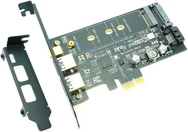 Alt view image 5 of 5 - 3.0 PCI Express Riser Card Dual Port 3.0 + 1 Port 3.1 Type-C + M.2 NGFF Adapter M2 SATA SSD B Key to PCI-E Controller