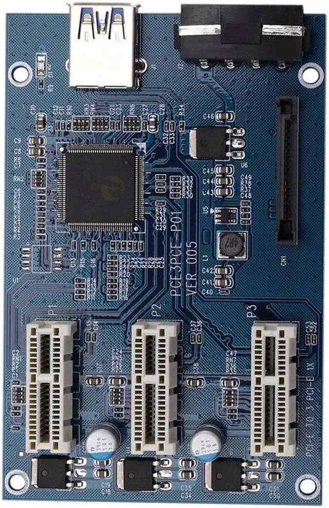 Alt view image 3 of 5 - PCI E Express 1X to 3 Port 1X Switch Multiplier HUB Riser Card +USB Cable