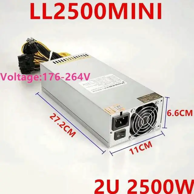 Main image of Miner PSU For Single Channel 12V S7 S9 T9 A7 E9 L3+D3 2U 10*P6 2500W Mining Power Supply LL2500MINI