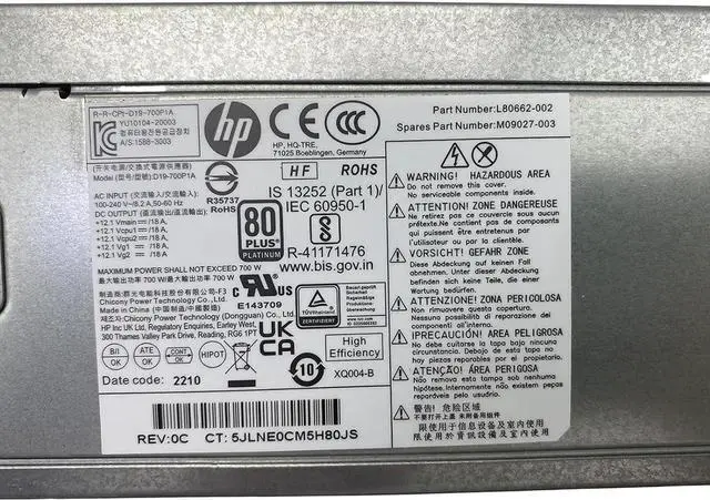 Alt view image 3 of 5 - BestParts New 700W Power Supply Replacement for HP Z2 G5 G8/ EliteDesk 800 880 G3 G4/ Victus 15L M09027-003 L80662-002 D19-700P1A 6.5 x 5.5 x 2.8 in