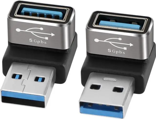 Main image of 90 Degree USB 3.0 Adapter 2 Pack Up and Down Right Angle USB A Male to Female Connector Converter USB L Shape Extender Support Charge & Data Sync for PC Laptop Mouse Keyboard USB A Charger