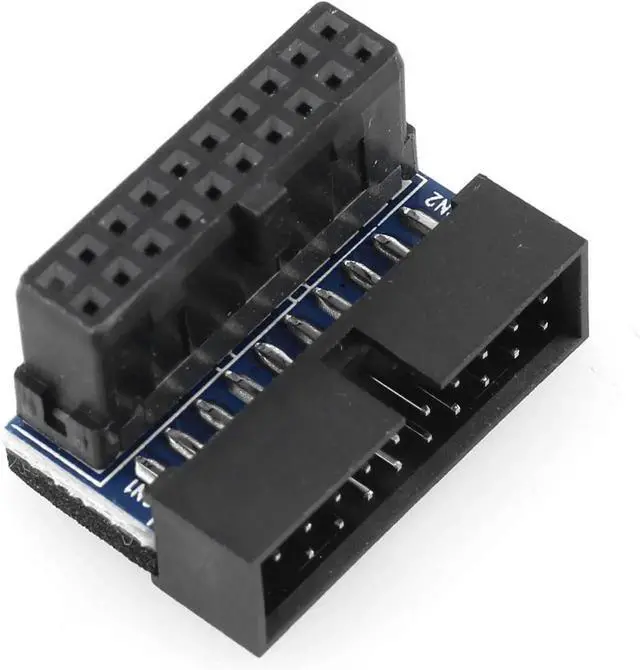 Alt view image 3 of 5 - USB 3.0 90 Degree Adapter Black USB 3.0 19Pin/20Pin Male to Female L Turn Right Angle Power Adapter Motherboard Down Angled