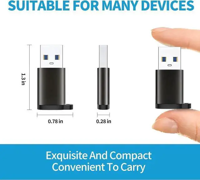Alt view image 5 of 7 - USB to USB C 3.0 Adapter 4 Pack Type C to USB A Converter USB-C Female to USB Male Compatible for Apple MacBook Pro Mac Book iPad iPhone 16 15 14 13 12 Pro Max Galaxy S20-S23 More Black