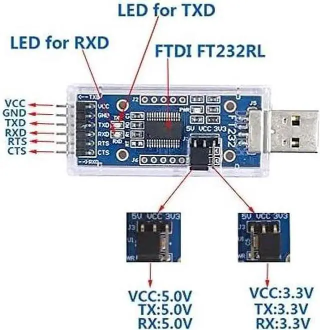 Alt view image 3 of 6 - SH-U09C USB to TTL Serial Adapter with FTDI FT232RL Chip Compatible with Windows 11 10 7 and Mac OS