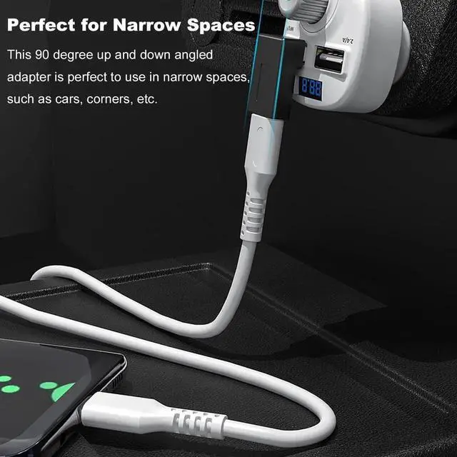 Alt view image 4 of 7 - 2 Pack Right Angle USB A to USB C Adapter 90 Degree Up and Down Angle USB 3.0 Male to Type C Female Connector for PC Laptop Tablet and Phones