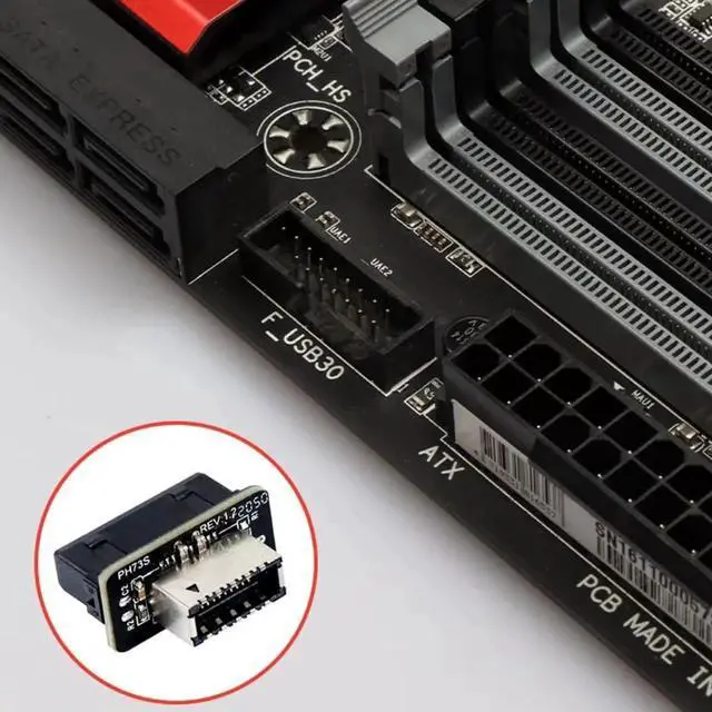 Alt view image 2 of 6 - USB Front Panel Adapter USB 3.0 Front 19PIN to 3.1 Type C Front Panel Header Type E Adapter 20 to 19 Pin Expansion Card