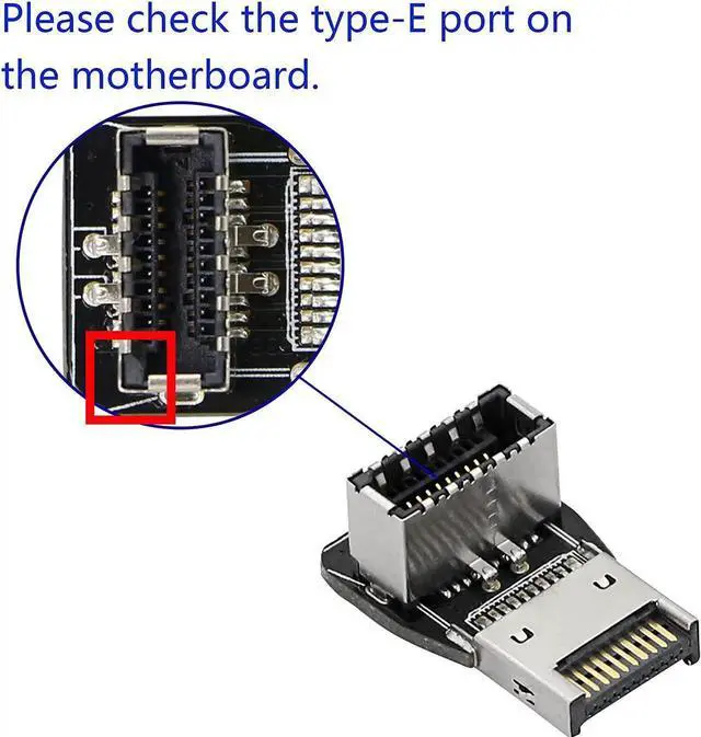 Alt view image 2 of 7 - 90 Degree USB Type E Adapter Up Angle USB 3.2 Type E Male to Female Front Panel Internal Connector Adapter High Speed 10Gbps for USB C Header Motherboard(Up/A)