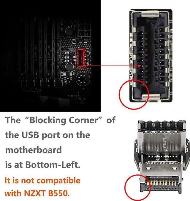 Alt view image 6 of 7 - 90 Degree USB Type E Adapter Up Angle USB 3.2 Type E Male to Female Front Panel Internal Connector Adapter High Speed 10Gbps for USB C Header Motherboard(Up/A)