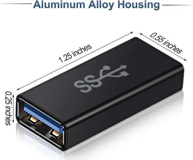 Alt view image 5 of 7 - USB Female to Female Adapter (3-Pack) USB 3.0 Female to Type A Female 3.0 Cable Coupler for Connecting Two USB Male Ends Cord Extension Connector (Black (Upgraded))