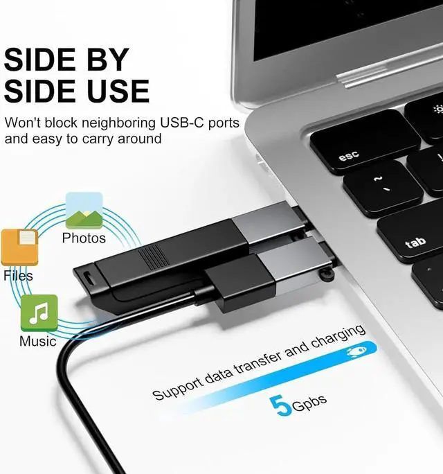 Alt view image 5 of 7 - USBC to USB Adapter 8 Pack USB to USBC-C Adapter USB-C to USB Adapter USB to USBC Adapter USB to USB-C Adapter USB to C Adapter for iPhone 15 14 13 MacBook Pro iPad iMac and More(Grey)