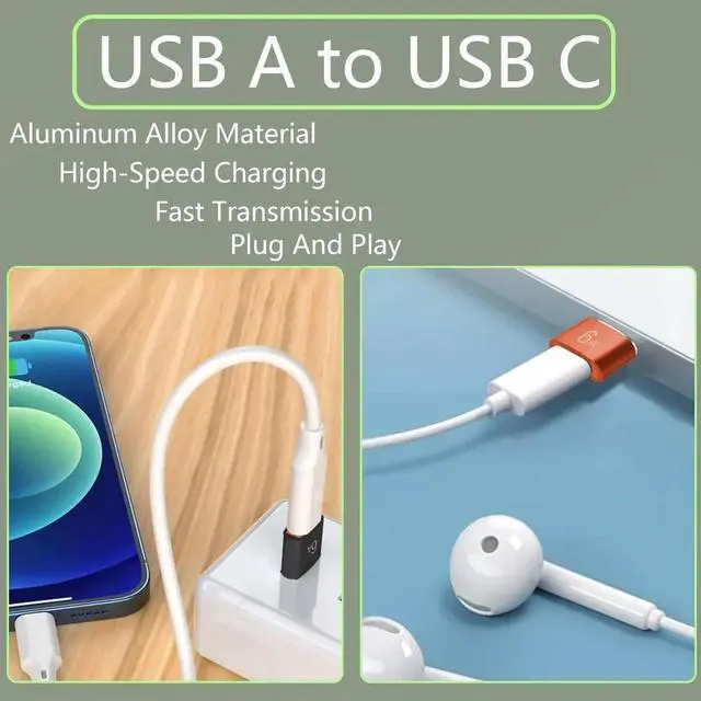 Alt view image 2 of 6 - USB to USB C Adapter 6A Type C Female to USB3.0 A Charger Cable Adapter Converter for Fast Charging & Data-3Pack