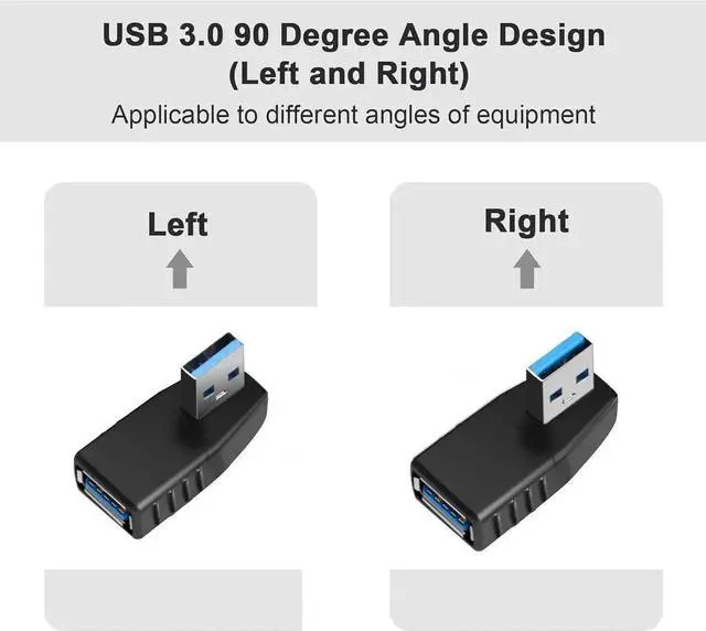 Main image of USB 3.0 Adapter 90 Degree Male to Female Coupler Connector Plug Left Angle and Right Angle