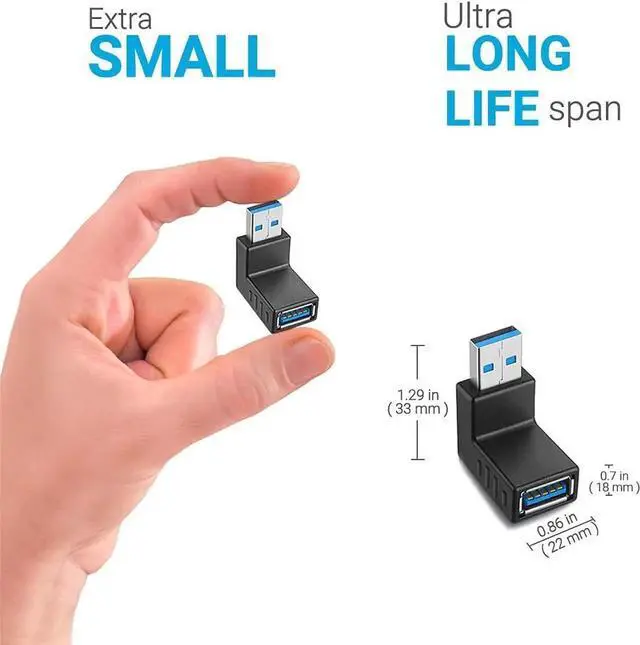 Alt view image 7 of 7 - Super-Speed USB 3.0 Adapter Converter Coupler Connector 90 Degree Male to Female Combo Vertical (Up and Down Angle)
