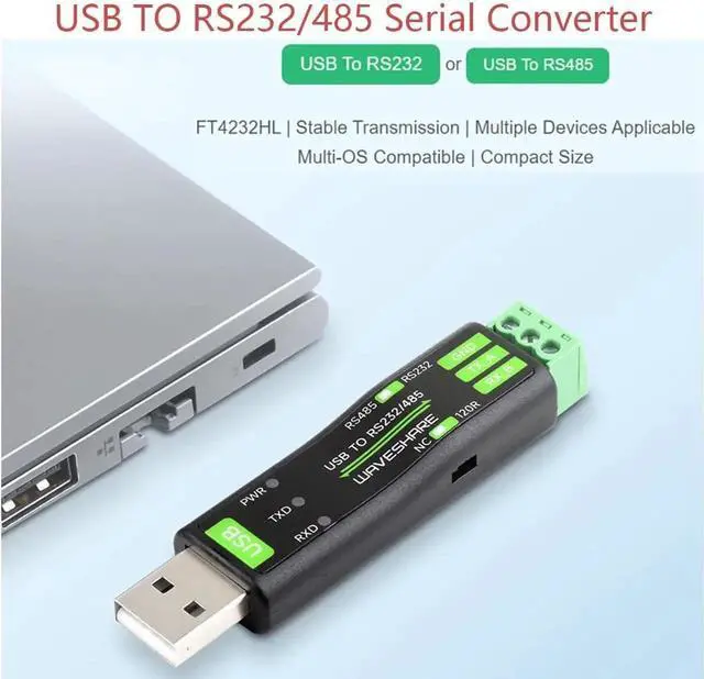 Alt view image 5 of 7 - USB to RS485 or RS232 Serial Converter Adapter Onboard Original FT232RNL Chip built-in self-recovering fuse TVS protection circuit etc. Compatible with Mac Linux Android Win11/10/ 8.1/8/7