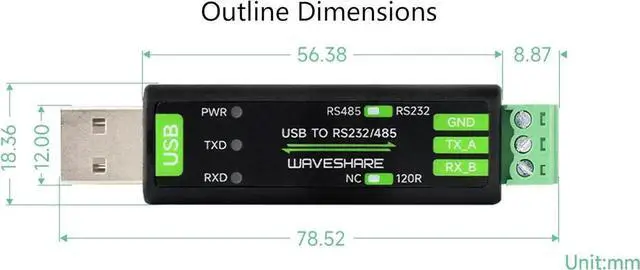 Alt view image 4 of 7 - USB to RS485 or RS232 Serial Converter Adapter Onboard Original FT232RNL Chip built-in self-recovering fuse TVS protection circuit etc. Compatible with Mac Linux Android Win11/10/ 8.1/8/7