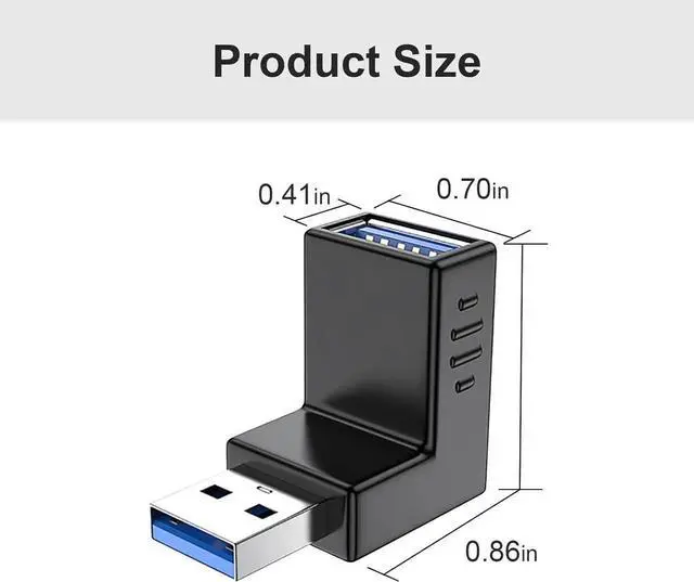 Alt view image 3 of 7 - USB 3.0 Adapter 90 Degree Male to Female Combo Vertical Up and Down Angle Coupler Connector