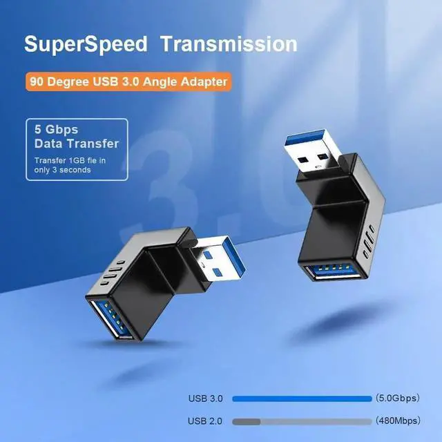 Alt view image 6 of 7 - USB 3.0 Adapter 90 Degree Male to Female Combo Vertical Up and Down Angle Coupler Connector