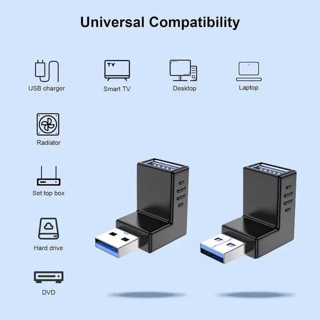 Main image of USB 3.0 Adapter 90 Degree Male to Female Combo Vertical Up and Down Angle Coupler Connector
