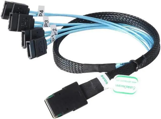 Main image of SAS SATA Cable Mini-SAS SFF-8087 To 4 SATA Cable Mini SAS 4i SFF8087 36P To 4 SATA 7P Cable 12Gbps 50cm Hard Drive Data(1M)
