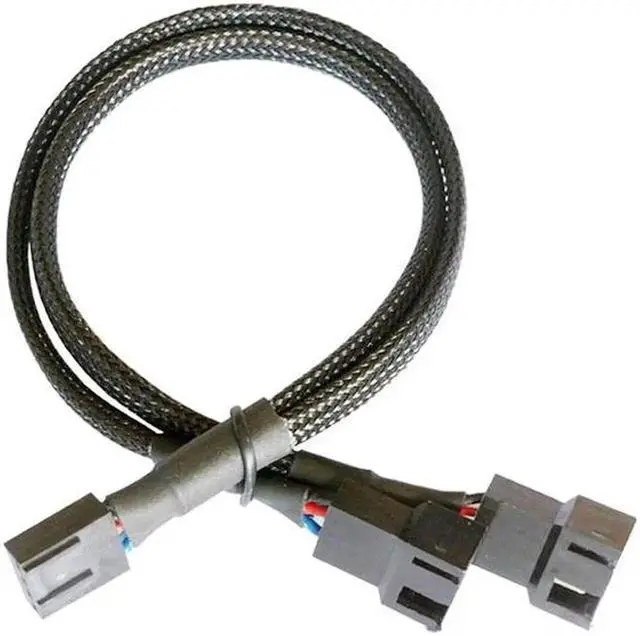 Main image of PWM 4pin Fan Sleeved Extension Splitter Hub Cable Motherboard CPU 1 To 2 Way Cooler 4pin Case Fan Power Spliter(3pcs) (27cm)