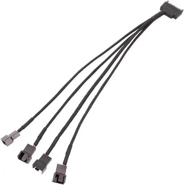 Main image of Black Sleeved 30cm Cooler Cooling Fan Splitter Power Cable 12V 4-Pin To 6 Port 3Pin/4Pin Connector for Molex IDE Computer PC DIY(1 in 4)