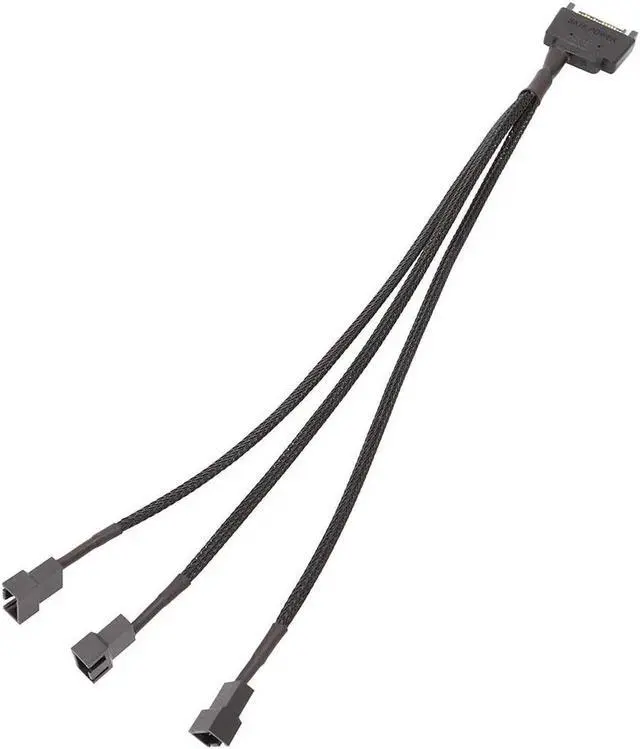 Main image of Black Sleeved 30cm Cooler Cooling Fan Splitter Power Cable 12V 4-Pin To 6 Port 3Pin/4Pin Connector for Molex IDE Computer PC DIY(1 in 3)