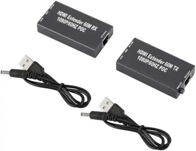 Main image of 60M 1080p 3D HDMI-Compatible Extender Cat5e Cat 6 Ethernet Signal RJ45 Lan Converter HDMI-Compatible Transmitter Receiver TX RX(With USB power cable)