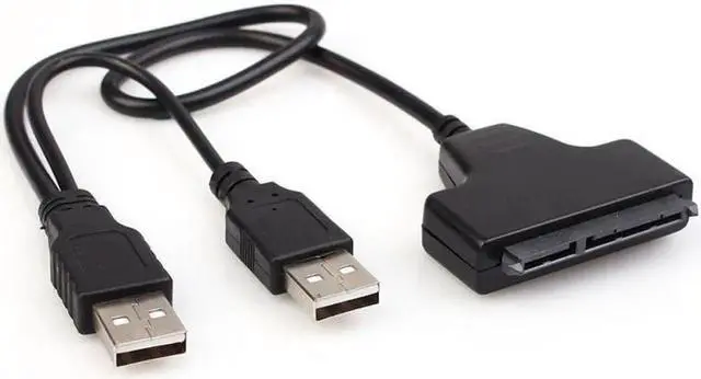 Alt view image 3 of 5 - Black 50cm Copper Cord USB to SATA Cable SATA7+15 Pin to USB SATA2.0 Adapter Cable for SATA notebook hard drive